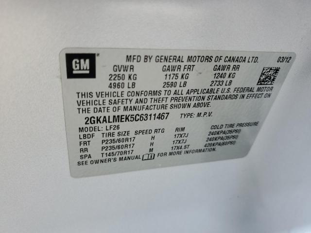 Photo 10 from auction – 2012 GMC TERRAIN SL with VIN 2GKALMEK5C6311467