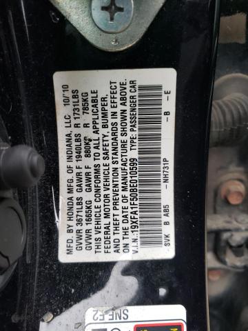 Photo 10 from auction – 2011 HONDA CIVIC LX with VIN 19XFA1F50BE010599