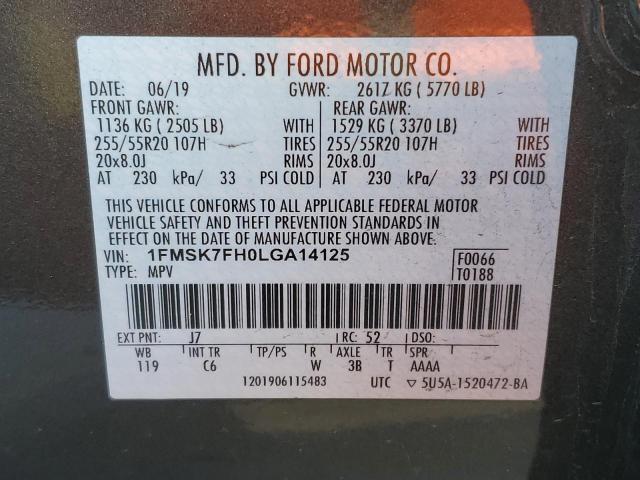 Photo 10 from auction – 2020 FORD EXPLORER L with VIN 1FMSK7FH0LGA14125