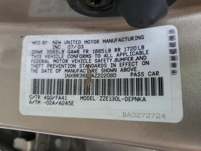 Photo 10 from auction – 2004 TOYOTA COROLLA CE with VIN 1NXBR38E04Z222080
