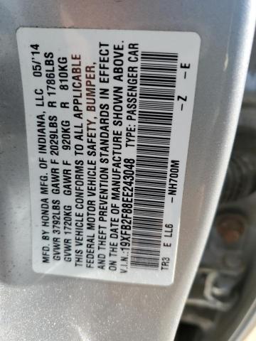 Photo 10 from auction – 2014 HONDA CIVIC EX with VIN 19XFB2F88EE243048