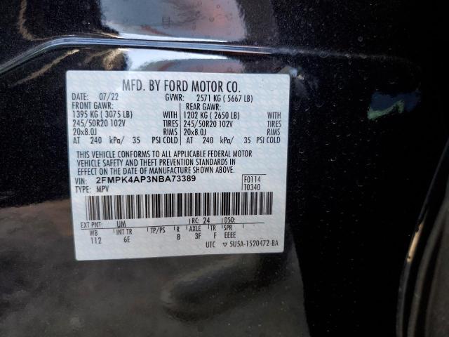 Photo 10 from auction – 2022 FORD EDGE ST with VIN 2FMPK4AP3NBA73389