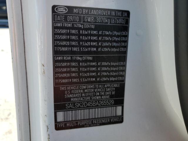 Photo 10 from auction – 2011 LAND ROVER RANGE ROVE with VIN SALSK2D45BA265529