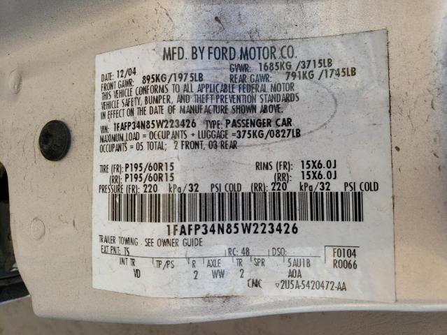 Photo 10 from auction – 2005 FORD FOCUS ZX4 with VIN 1FAFP34N85W223426