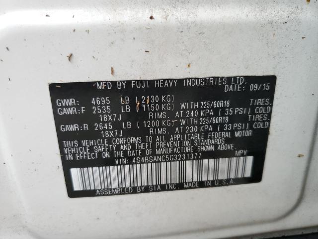 Photo 10 from auction – 2016 SUBARU OUTBACK 2. with VIN 4S4BSANC5G3231377