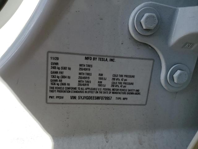 Photo 10 from auction – 2021 TESLA MODEL Y with VIN 5YJYGDEE5MF079957
