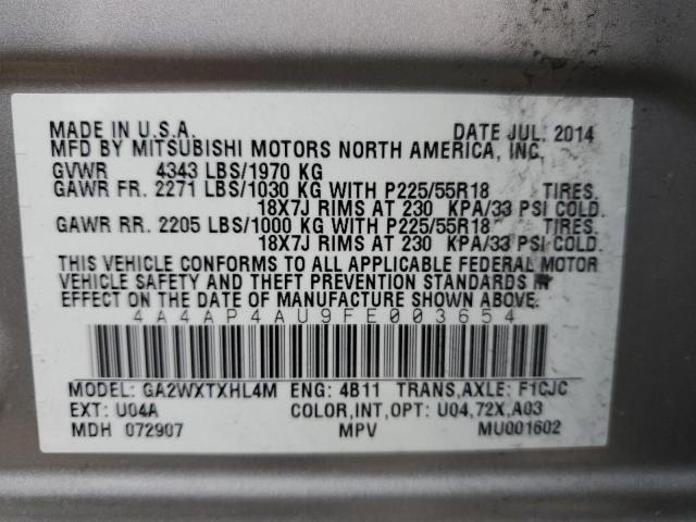 Photo 10 from auction – 2015 MITSUBISHI OUTLANDER with VIN 4A4AP4AU9FE003654