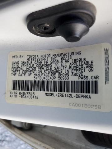 Photo 10 from auction – 2013 TOYOTA COROLLA BA with VIN 5YFBU4EE4DP156983