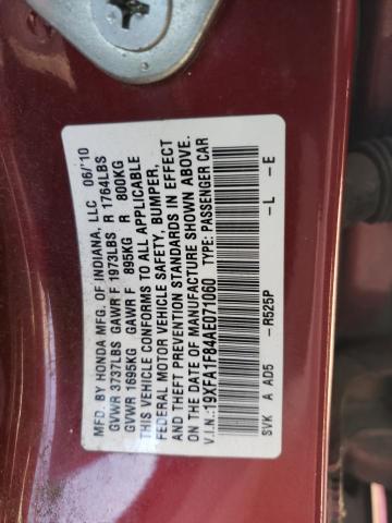 Photo 10 from auction – 2010 HONDA CIVIC EX with VIN 19XFA1F84AE071060