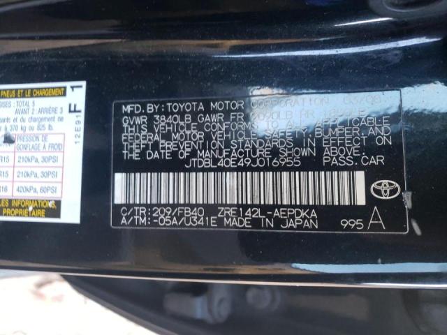 Photo 10 from auction – 2009 TOYOTA COROLLA BA with VIN JTDBL40E49J016955