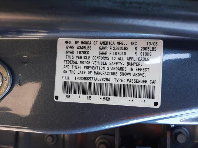 Photo 10 from auction – 2007 HONDA ACCORD EX with VIN 1HGCM66577A026284