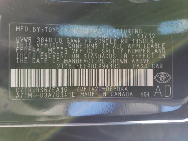 Photo 10 from auction – 2013 TOYOTA COROLLA with VIN 2T1BU4EE9DC994183