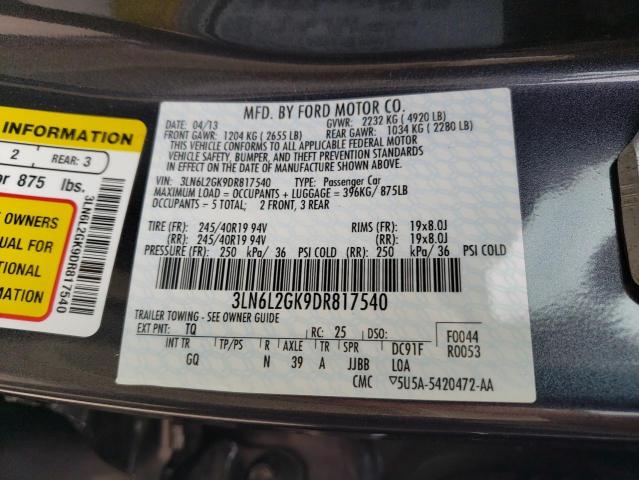 Photo 10 from auction – 2013 LINCOLN MKZ with VIN 3LN6L2GK9DR817540