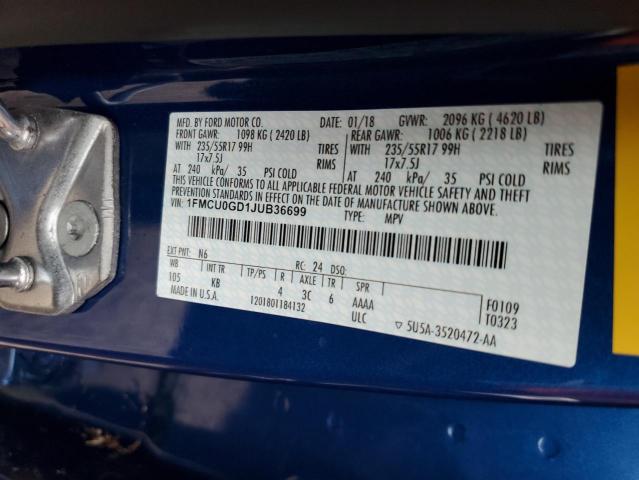 Photo 10 from auction – 2018 FORD ESCAPE SE with VIN 1FMCU0GD1JUB36699