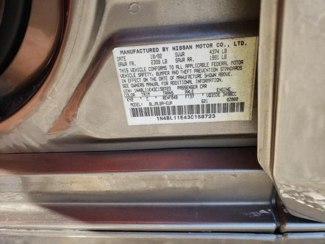 Photo 10 from auction – 2003 NISSAN ALTIMA SE with VIN 1N4BL11E43C158723