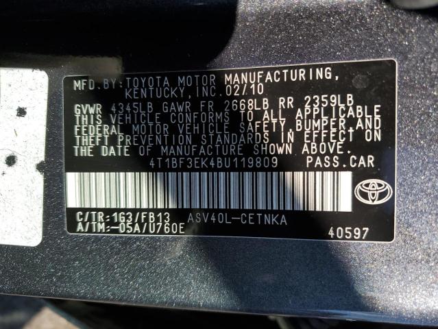Photo 10 from auction – 2011 TOYOTA CAMRY BASE with VIN 4T1BF3EK4BU119809