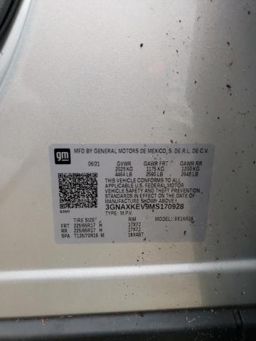 Photo 10 from auction – 2021 CHEVROLET EQUINOX LT with VIN 3GNAXKEV9MS170928