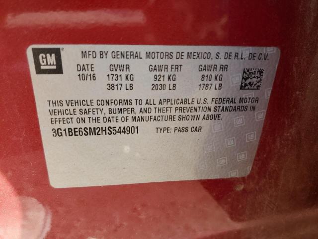 Photo 10 from auction – 2017 CHEVROLET CRUZE LT with VIN 3G1BE6SM2HS544901