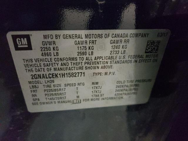 Photo 10 from auction – 2017 CHEVROLET EQUINOX LT with VIN 2GNALCEK1H1582771