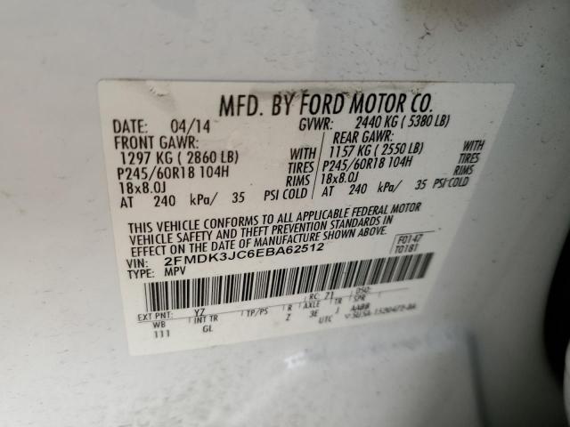 Photo 10 from auction – 2014 FORD EDGE SEL with VIN 2FMDK3JC6EBA62512