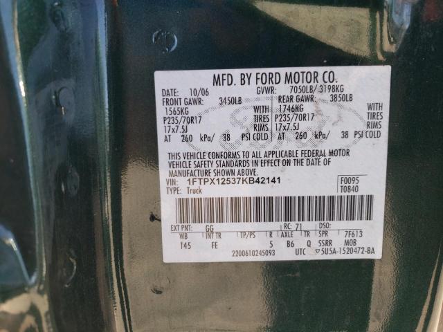 Photo 10 from auction – 2007 FORD F150 with VIN 1FTPX12537KB42141
