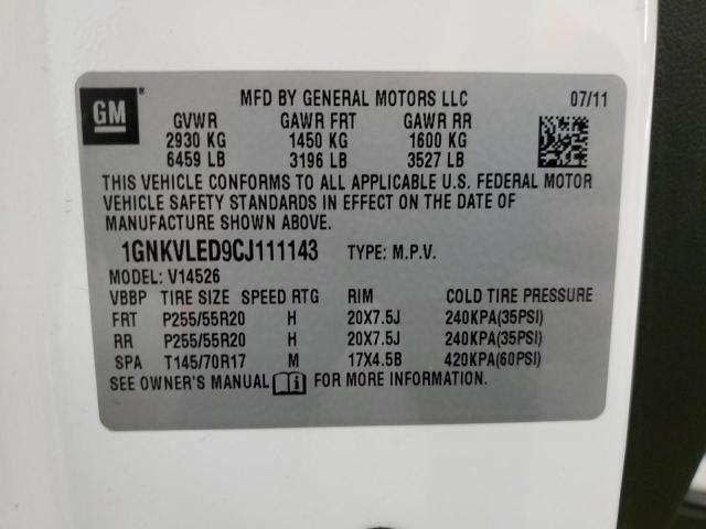 Photo 10 from auction – 2012 CHEVROLET TRAVERSE L with VIN 1GNKVLED9CJ111143
