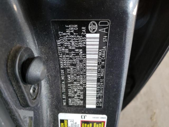 Photo 10 from auction – 2012 TOYOTA COROLLA BA with VIN 2T1BU4EE9CC830611