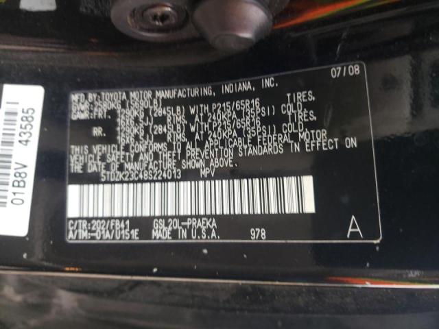 Photo 10 from auction – 2008 TOYOTA SIENNA CE with VIN 5TDZK23C48S224013
