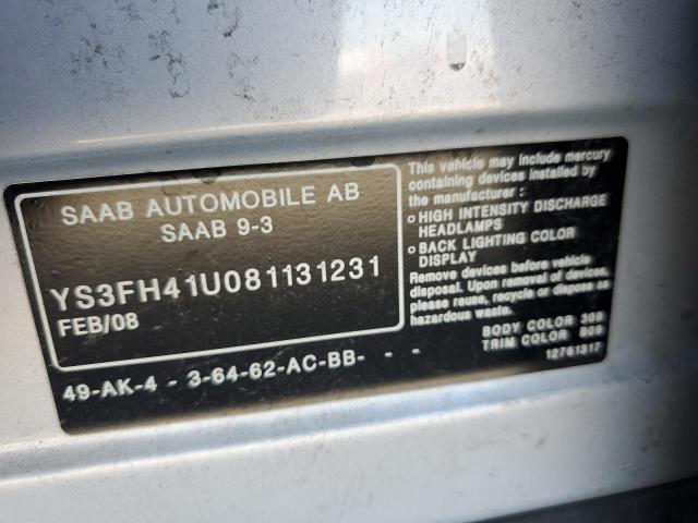 Photo 10 from auction – 2008 SAAB 9-3 AERO with VIN YS3FH41U081131231