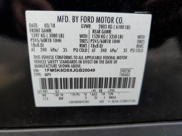 Photo 10 from auction – 2018 FORD EXPLORER X with VIN 1FM5K8D8XJGB20049