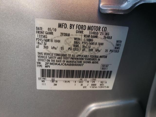 Photo 10 from auction – 2010 FORD EDGE SEL with VIN 2FMDK4JC6ABB50007