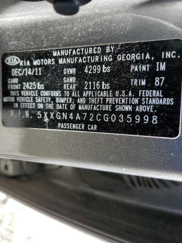 Photo 10 from auction – 2012 KIA OPTIMA EX with VIN 5XXGN4A72CG035998