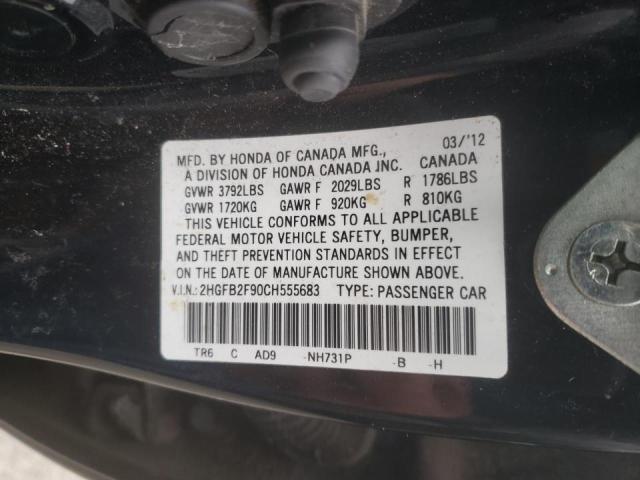 Photo 10 from auction – 2012 HONDA CIVIC EXL with VIN 2HGFB2F90CH555683
