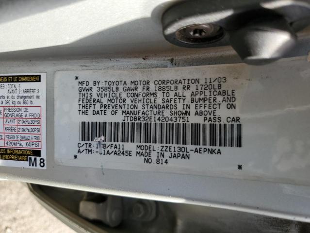 Photo 10 from auction – 2004 TOYOTA COROLLA CE with VIN JTDBR32E142043751