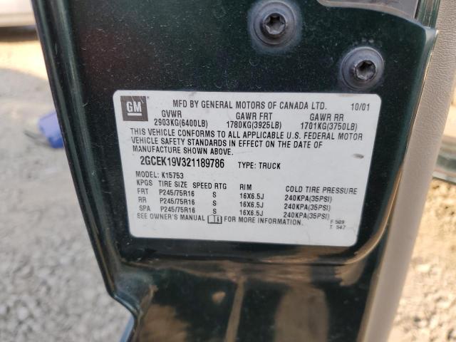 Photo 10 from auction – 2002 CHEVROLET SILVERADO with VIN 2GCEK19V321189786