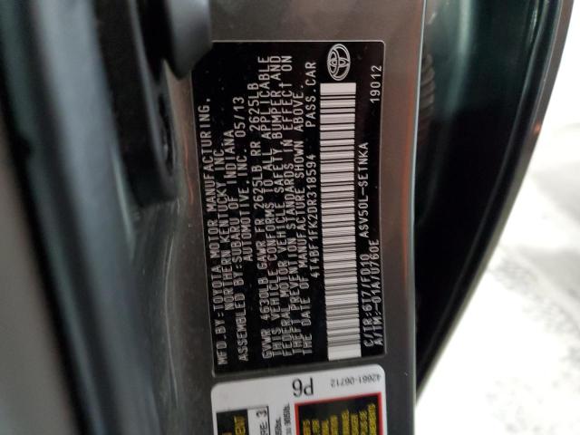 Photo 10 from auction – 2013 TOYOTA CAMRY L with VIN 4T4BF1FK2DR318594