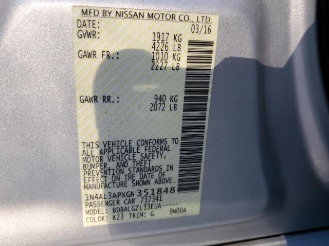 Photo 10 from auction – 2016 NISSAN ALTIMA 2.5 with VIN 1N4AL3APXGN351848