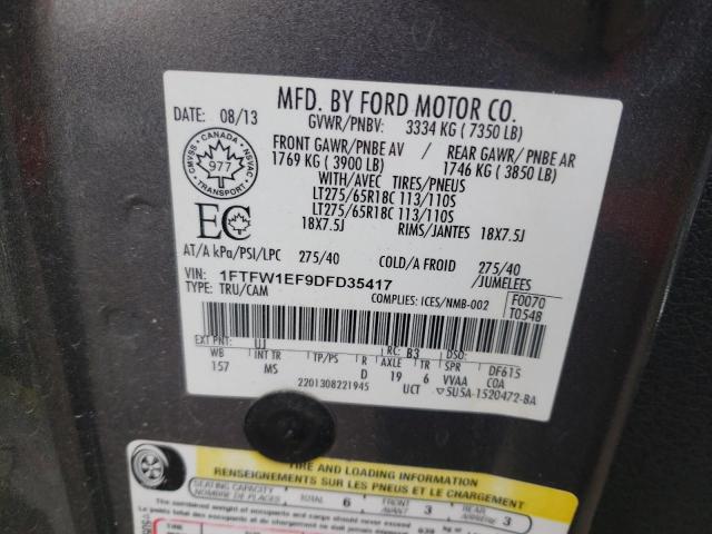 Photo 10 from auction – 2013 FORD F150 SUPER with VIN 1FTFW1EF9DFD35417