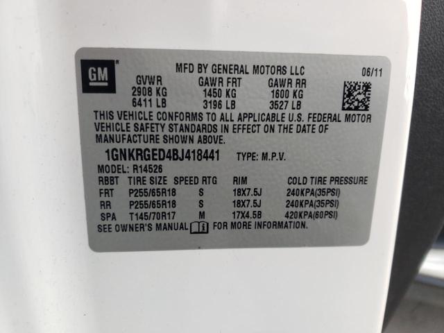 Zdjęcie 10 z aukcji – 2011 CHEVROLET TRAVERSE L z VIN 1GNKRGED4BJ418441