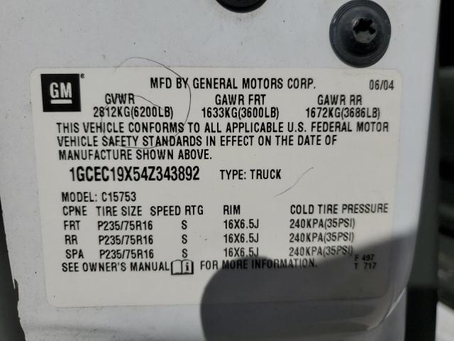 Photo 10 from auction – 2004 CHEVROLET SILVERADO with VIN 1GCEC19X54Z343892