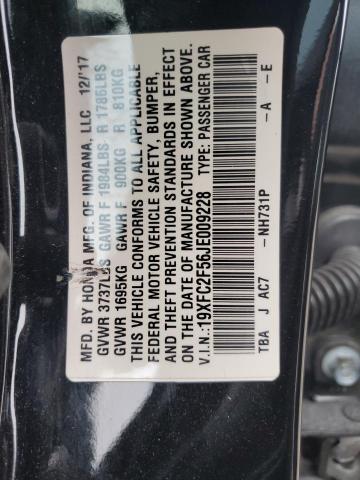 Photo 10 from auction – 2018 HONDA CIVIC LX with VIN 19XFC2F56JE009228