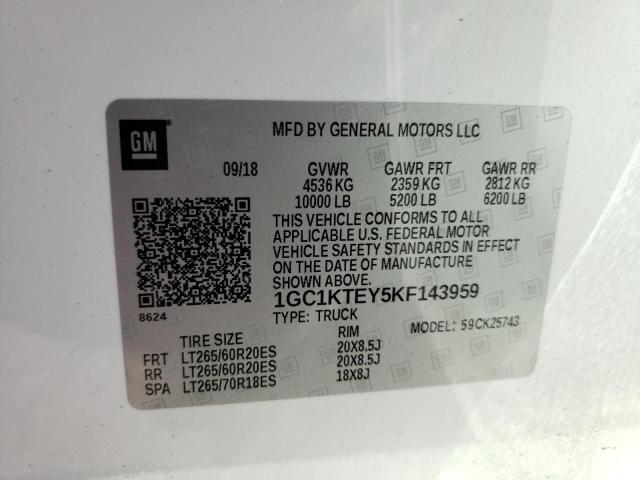 Photo 10 from auction – 2019 CHEVROLET SILVERADO with VIN 1GC1KTEY5KF143959