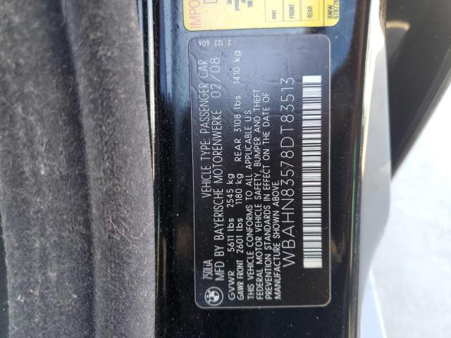 Photo 10 from auction – 2008 BMW 750 LI with VIN WBAHN83578DT83513
