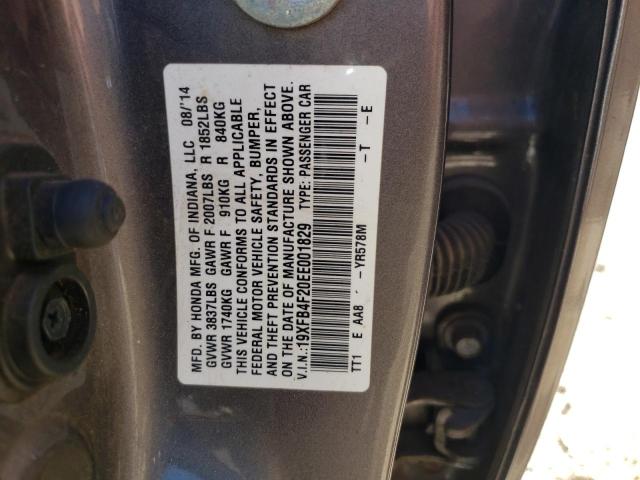 Photo 10 from auction – 2014 HONDA CIVIC HYBR with VIN 19XFB4F20EE001829