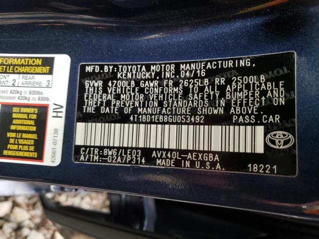 Photo 10 from auction – 2016 TOYOTA AVALON HYB with VIN 4T1BD1EB8GU053492