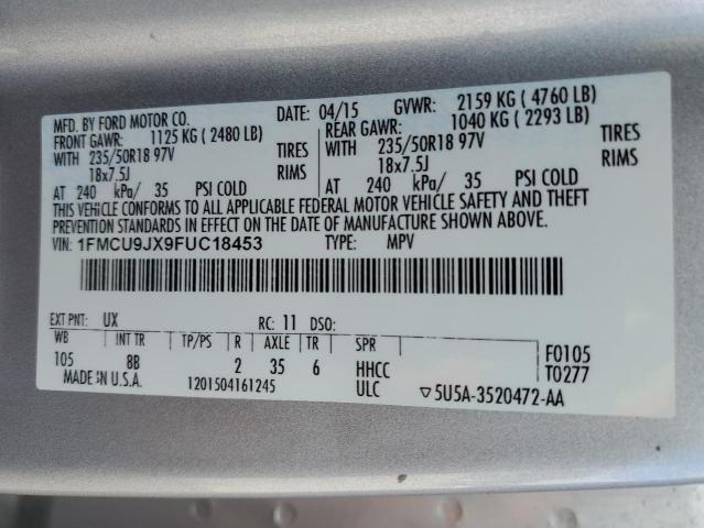 Photo 10 from auction – 2015 FORD ESCAPE TIT with VIN 1FMCU9JX9FUC18453