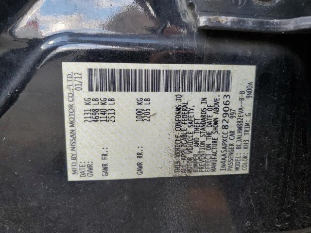 Photo 10 from auction – 2012 NISSAN MAXIMA S with VIN 1N4AA5APXCC829063
