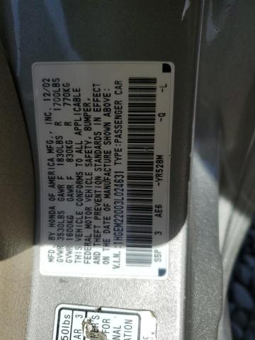 Photo 10 from auction – 2003 HONDA CIVIC EX with VIN 1HGEM22003L024631
