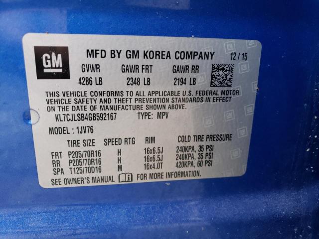 Photo 10 from auction – 2016 CHEVROLET TRAX 1LT with VIN KL7CJLSB4GB592167