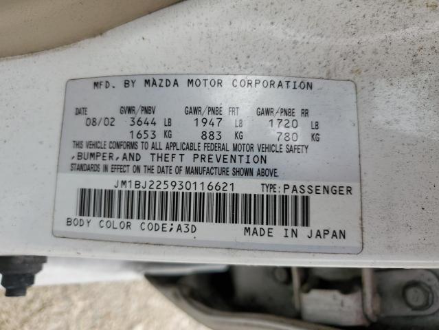 Photo 10 from auction – 2003 MAZDA PROTEGE DX with VIN JM1BJ225930116621